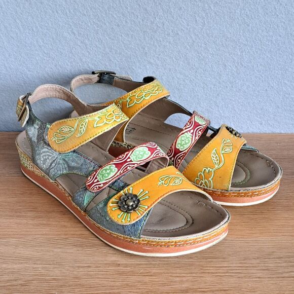 L’Artiste by Spring Step Women’s 41 SUMACAH Multicolor Leather Sandals Boho - Picture 1 of 11